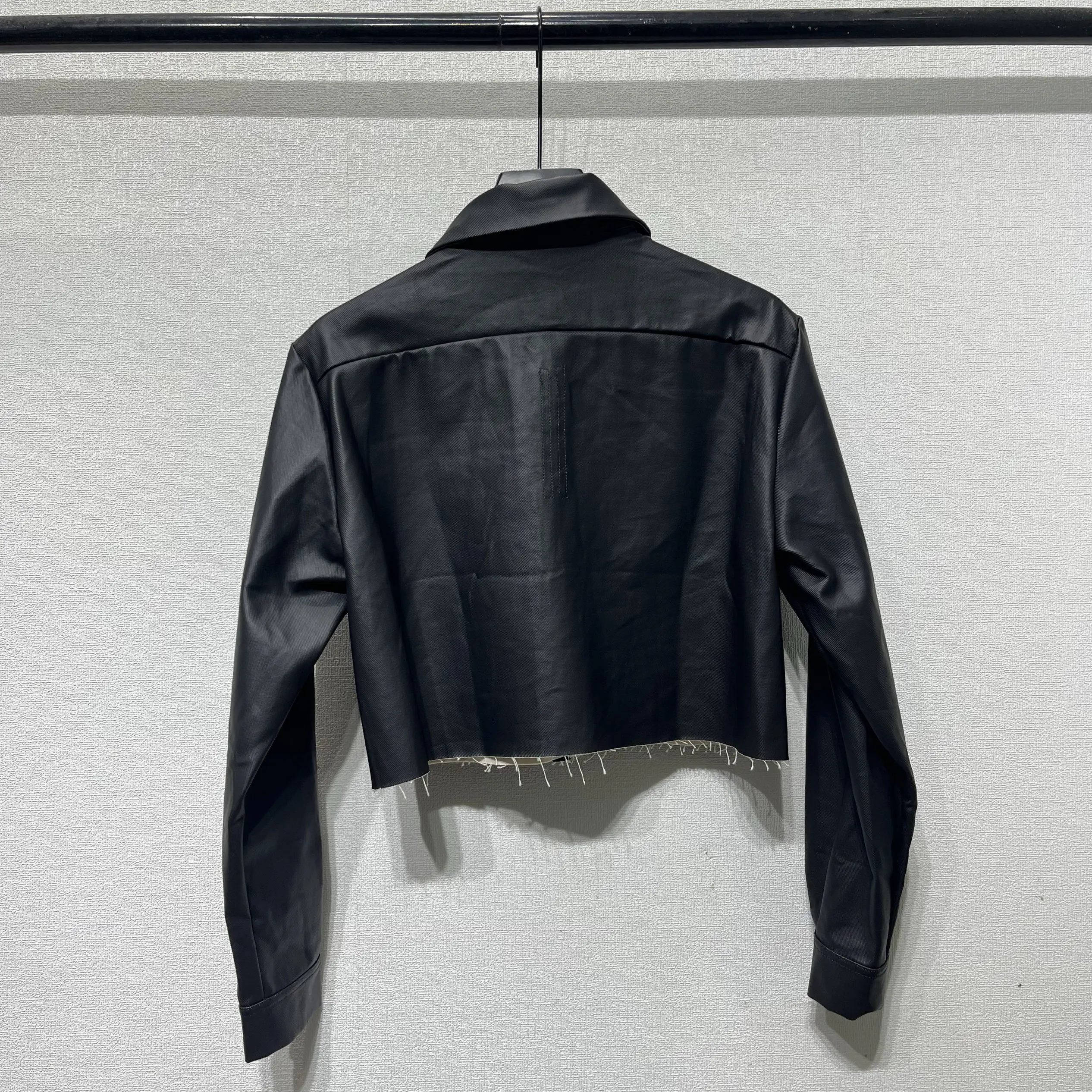 Top  Dark Black Waxed Coated Biker Denim Jacket Women Punk Rock R Style Street Motocross Slim Fit Jeans Coat with Large Pockets