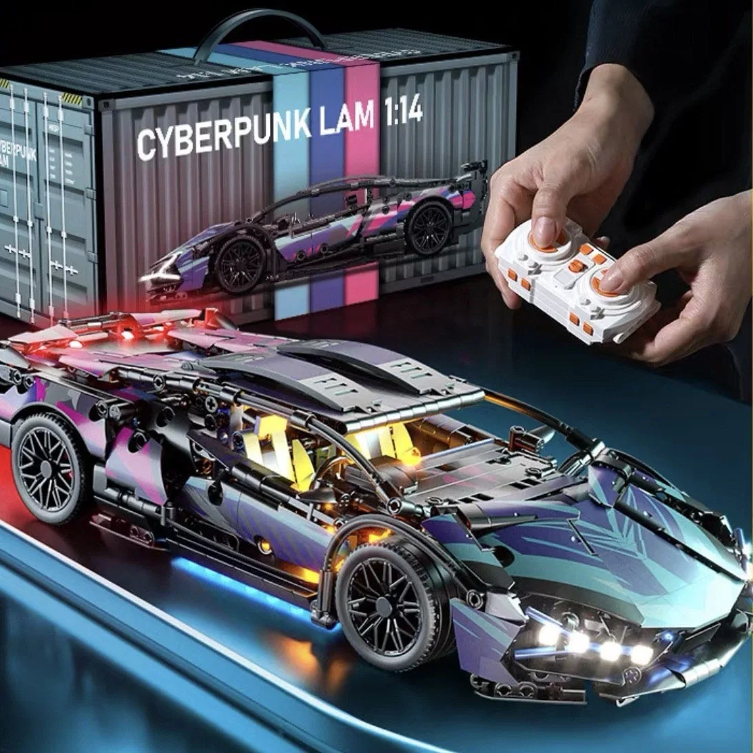 modele-de-voiture-lamborghini-a-telecommande-en-blocs-de-construction-cyberpunk-avec-14-lumieres-led-controle-par-application-decoration-pour-collectionneurs-adultes