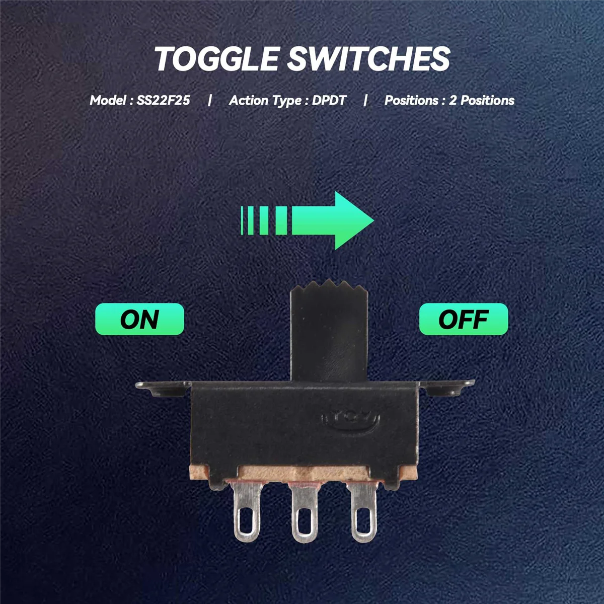 ABQR 10 Pcs SS22F25-G7 2 Position DPDT 2P2T Panel Mount Mini Slide Switch Solder Lug