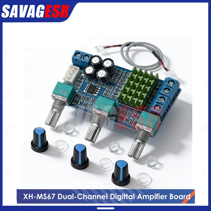 TPA3116D2 Stereo Amplifier Board, 80W+80W Hi-Fi Digital Audio Power Amp Module for Home Theater, Car Audio, DIY Speaker XH-M567