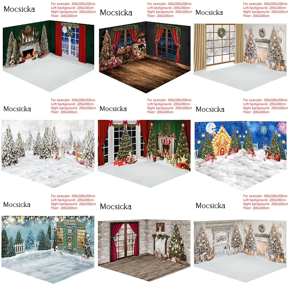 

Mocsicka Christmas Photo Background Interior Fireplace Xmas Tree Backdrop Children Portrait Studio Photography Portfolio Props