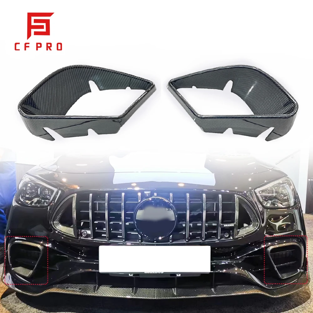 For Mercedes Benz E63 W213 LCI Carbon Fiber B Style Front Bumper Fog Lamp Grille Cover Lip Spoiler Frame Trim Car Accessories