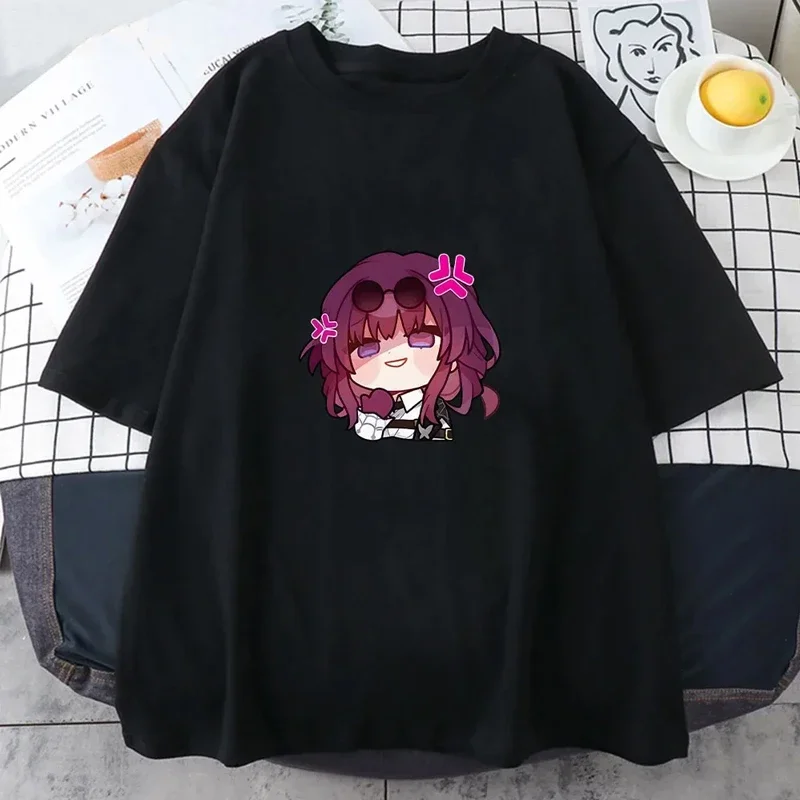 Honkai Star Rail Chibi Kafka T-shirt dla kobiet Moda Hot Game Anime Print Koszulka z krótkim rękawem Kawaii Unisex Odzież Top Y2k