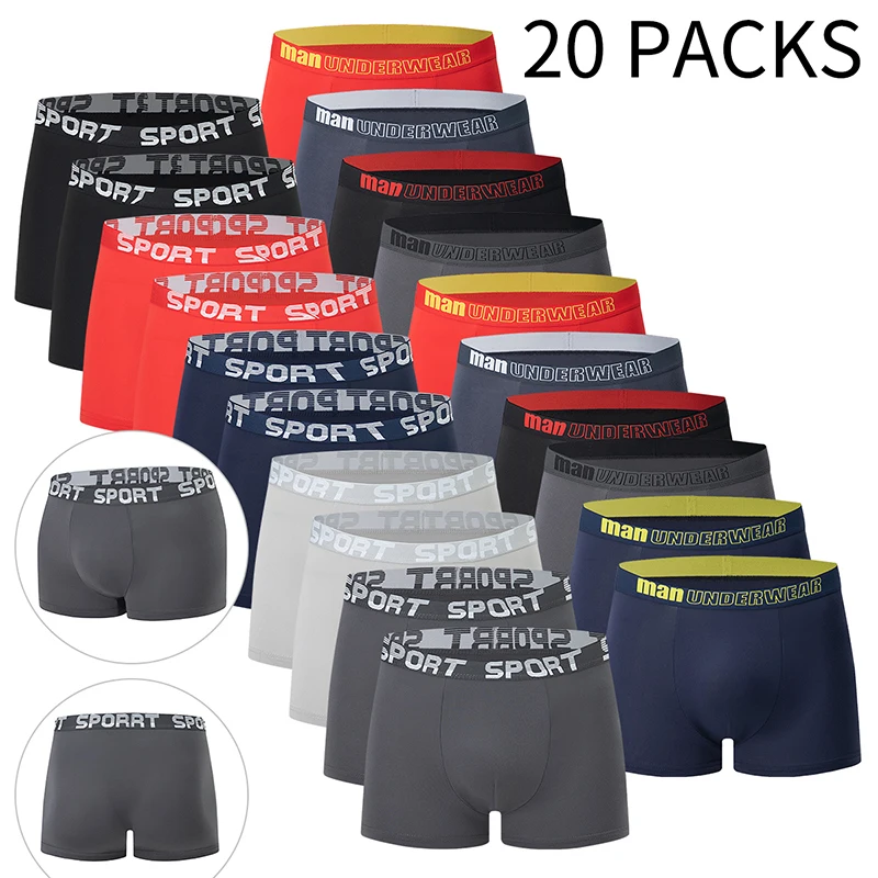 

Набор из 10/20 предметов мужского модного повседневного нижнего белья в разноцветной комбинации, удобные молодежные спортивные шорты больших размеров.