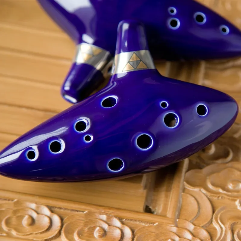 Legend of Ocarina Ceramic Alto C Tone Piccolo Orff Music TingFor Helpda Gérwith Accessrespiration, Dark Blue, 12 Hole, 1 Set