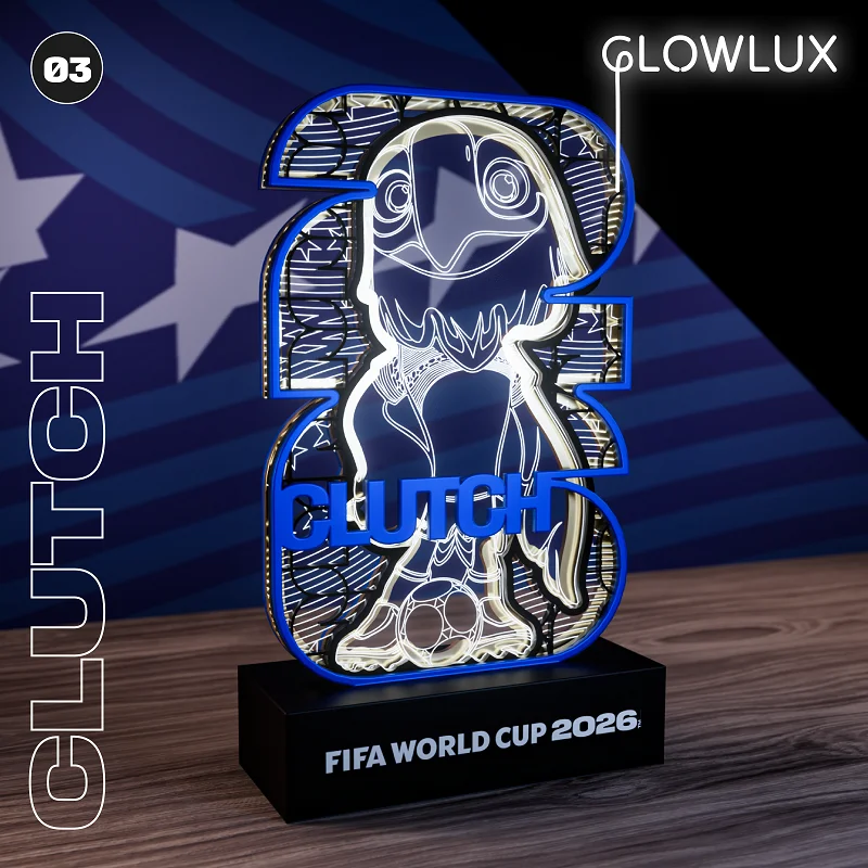 FIFA World Cup Clutch Mascot Theme Night Light Wooden Materials Bedside Home Decoration Unique Football Fans Souvenirs Present view 3