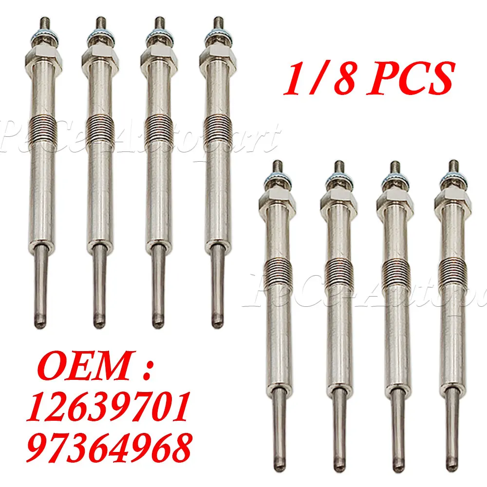 1/8Pcs12639701 Spark Plug Heater Glow Plug Motors Components for Chevy Silverado Pickup Truck GMC Savana 6.6L V8