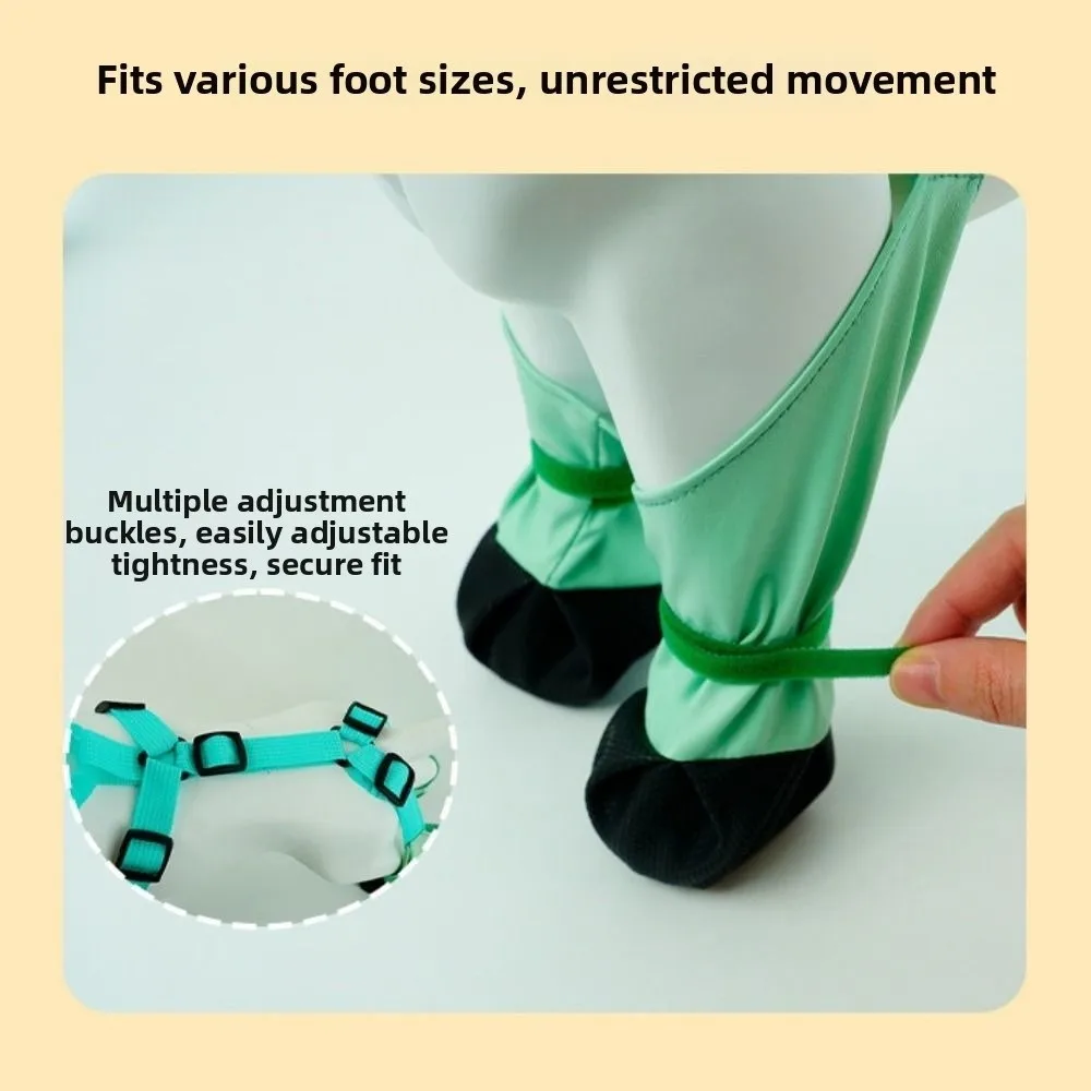 Waterproof Dog Rain Boots Breathable Dirty-Proof Dog Suspender Boots Rubber Sole Adjustable Pets Paws Protector Rain Day