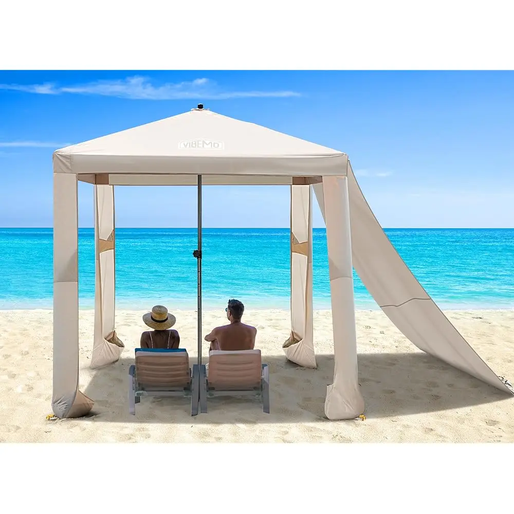 

Beach Cabana, портативный навес 6,2 x 6 футов с боковой стеной, 4 регулируемых высоты, защита от ультрафиолета Upf 50+, простая установка палатки,