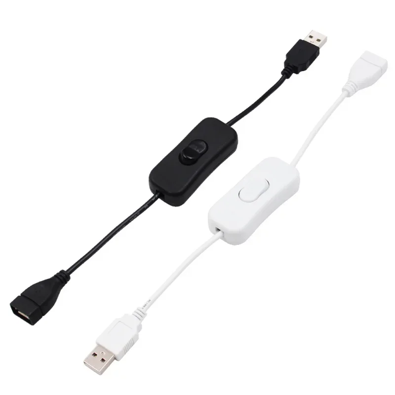 USB Switch Extension Cable Support Data Transmit and Power Supply with On/Off Power Switch for LED Strips, USB Devices