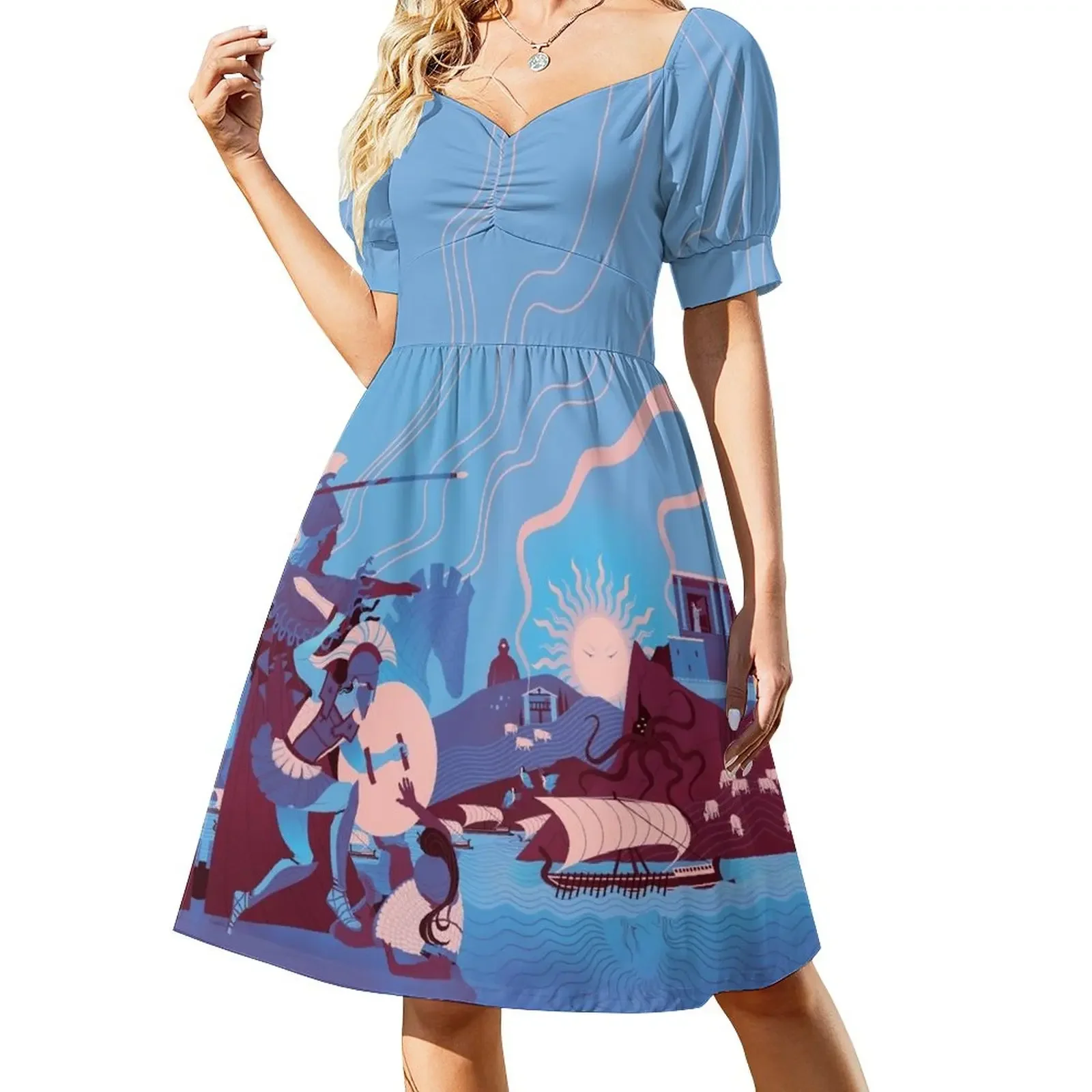 

Homeric Landscape - Winter Short-Sleeved Dress summer dresses ladies 2025 sexy short dresses daring