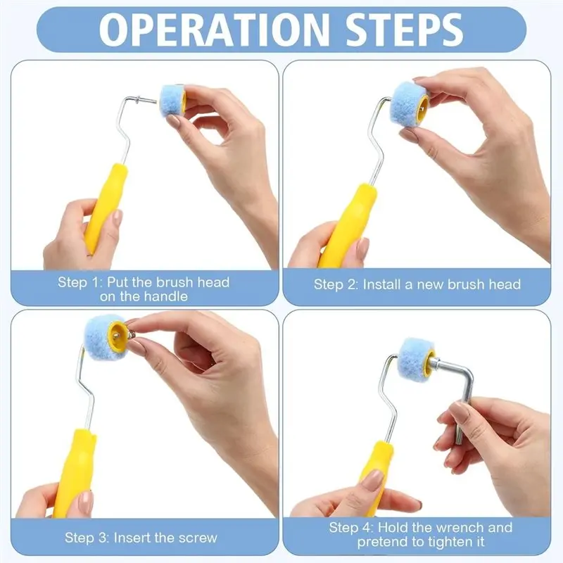 ABMH-Mini Paint Roller Extra Small Brushes Tool For Window Frames For Touch Up Trim Corners Photo Frames