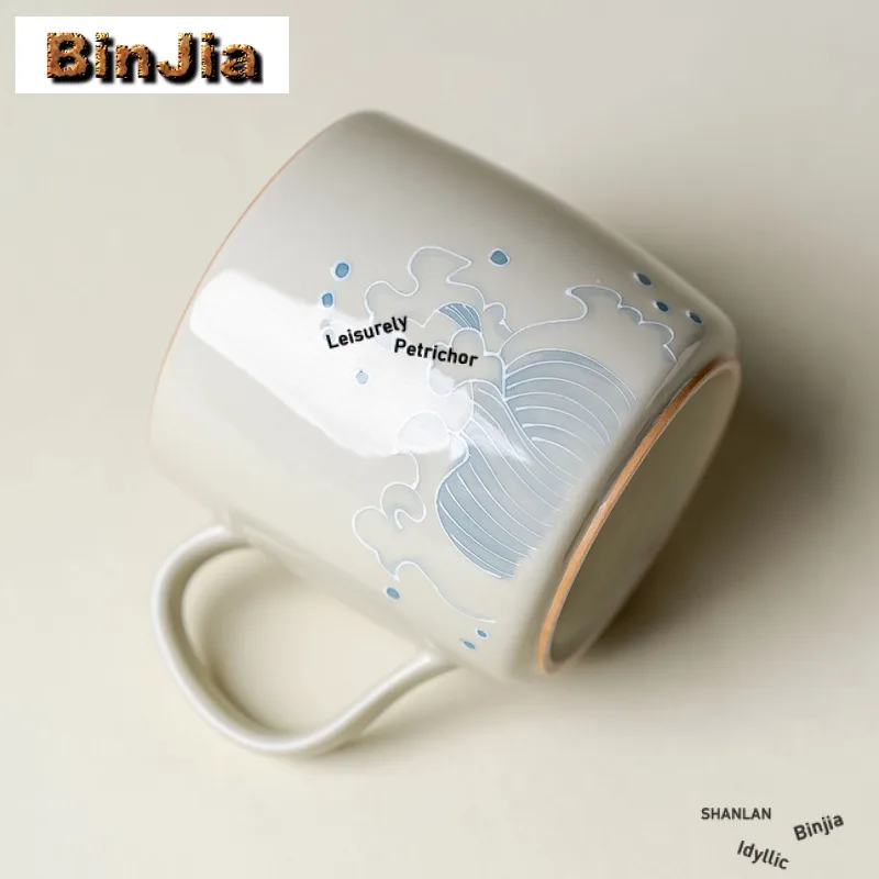340ml Hand-painted Wave Filter Tea Separator Cup Boutique Tea Mug With Infuser Household Tea Soaking Office Water Cup Teaware