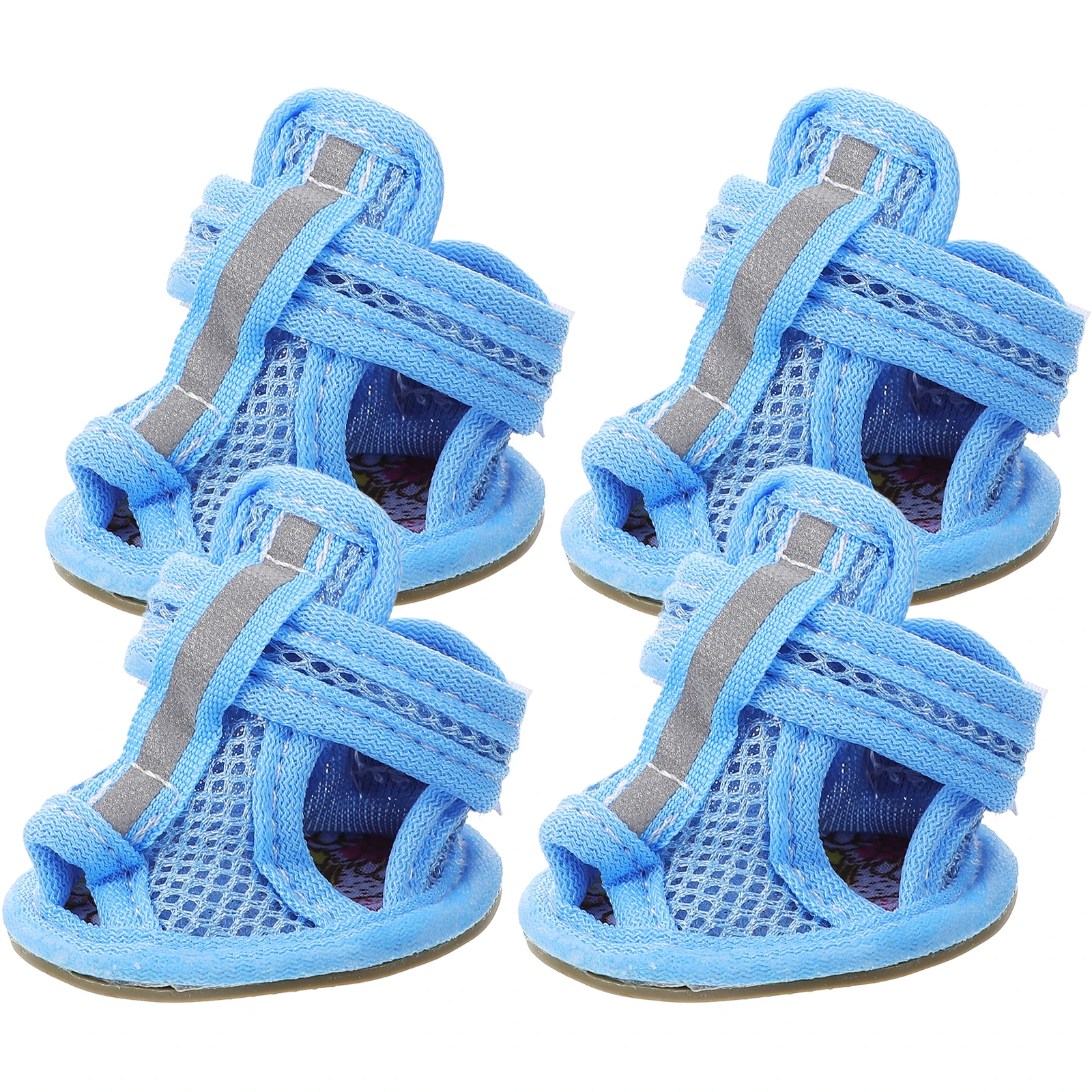 

4Pcs Dog Sandal Summer Pet Shoes Breathable Mesh Anti-Slip Lightweight Paws Cover for Dogs on Hot Surfaces Size 4 Blue
