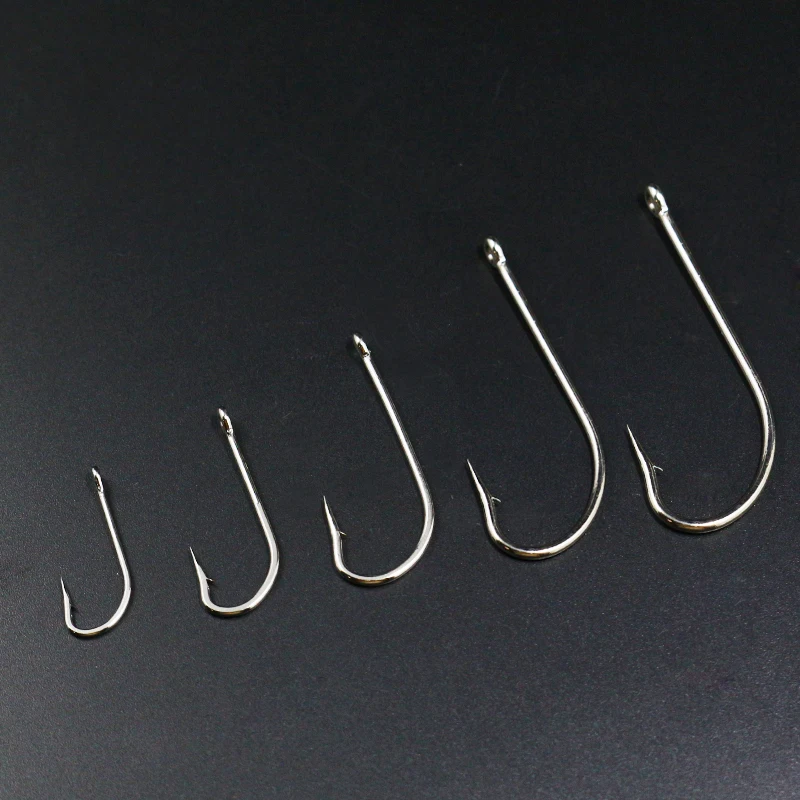 Hot 30PCS/Pack 8#4#2#1/0 3/0 Fly Tying High Carbon Steel material Saltwater fly hook silver saltwater streamer fly fishing hooks