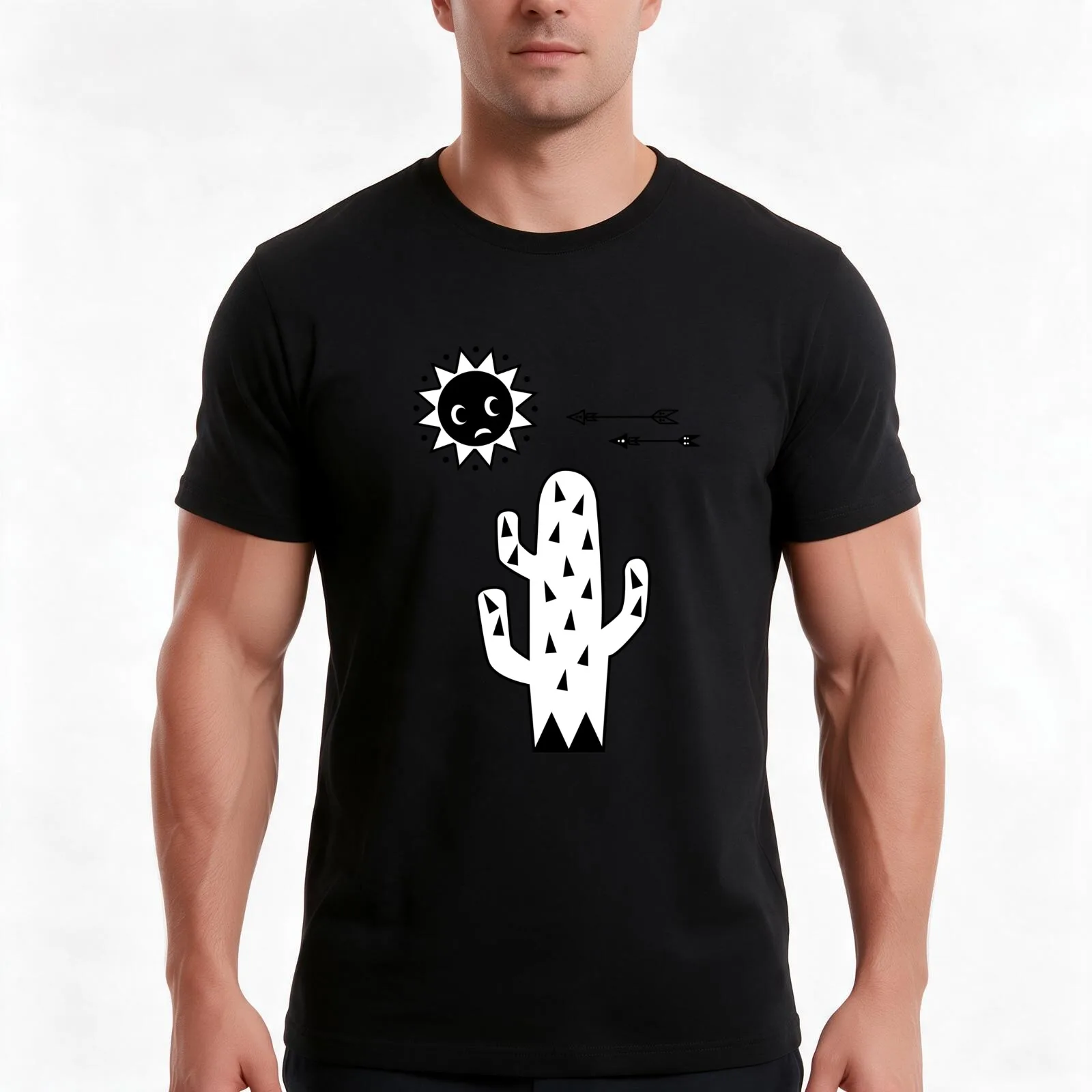 Rocking cactus T-Shirt, Summer Casual Cotton Tee, Oversized Streetwear Tops, Vintage Graphic Print, Loose Fit Short Sleeve