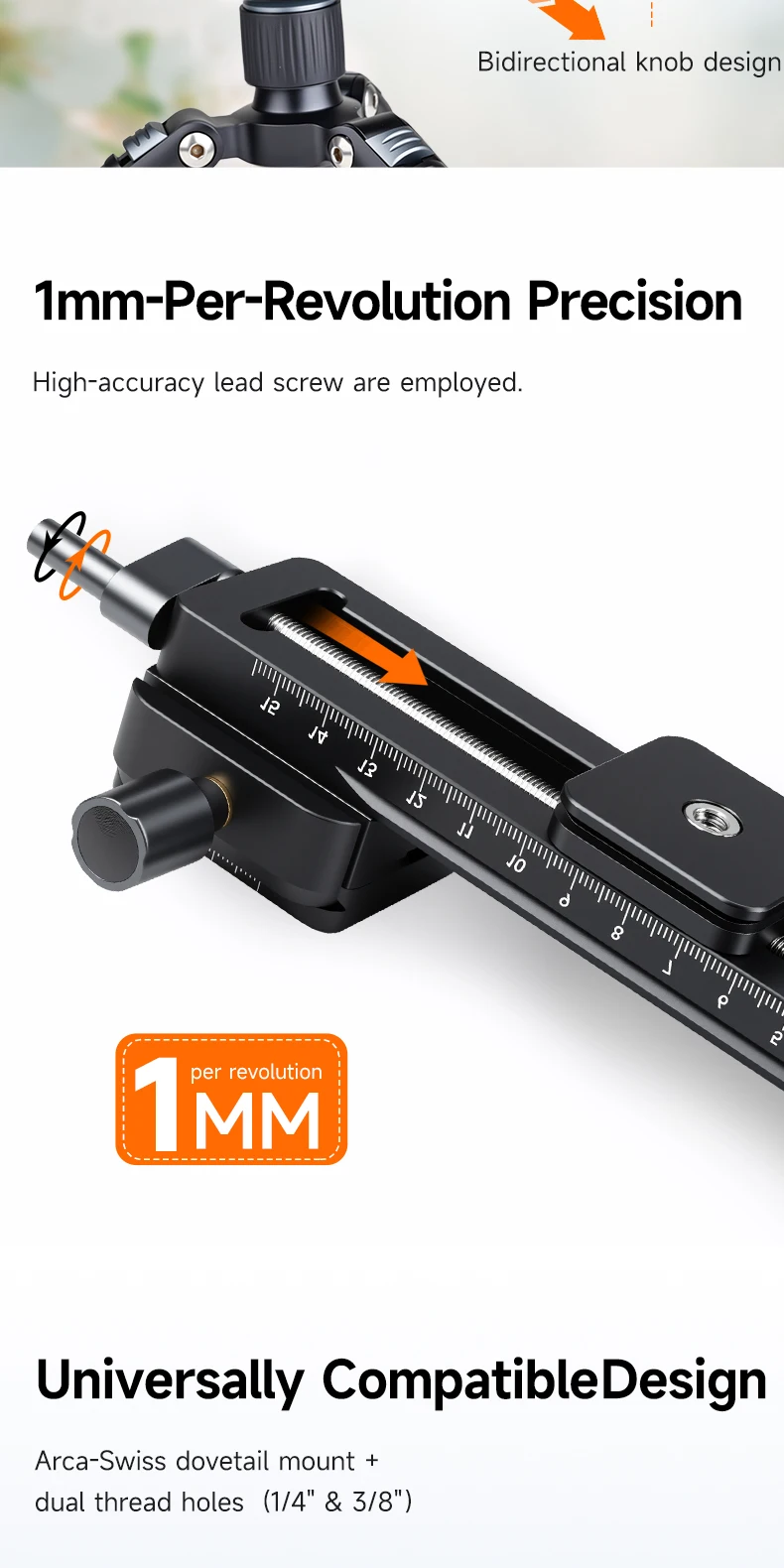 XILETU Makro Focus Rail Slider Schnellwechselplatte für DSLR, 5 kg, Desktop Outdoor Time-Lapse Close-up Makrofotografie – Detail 4