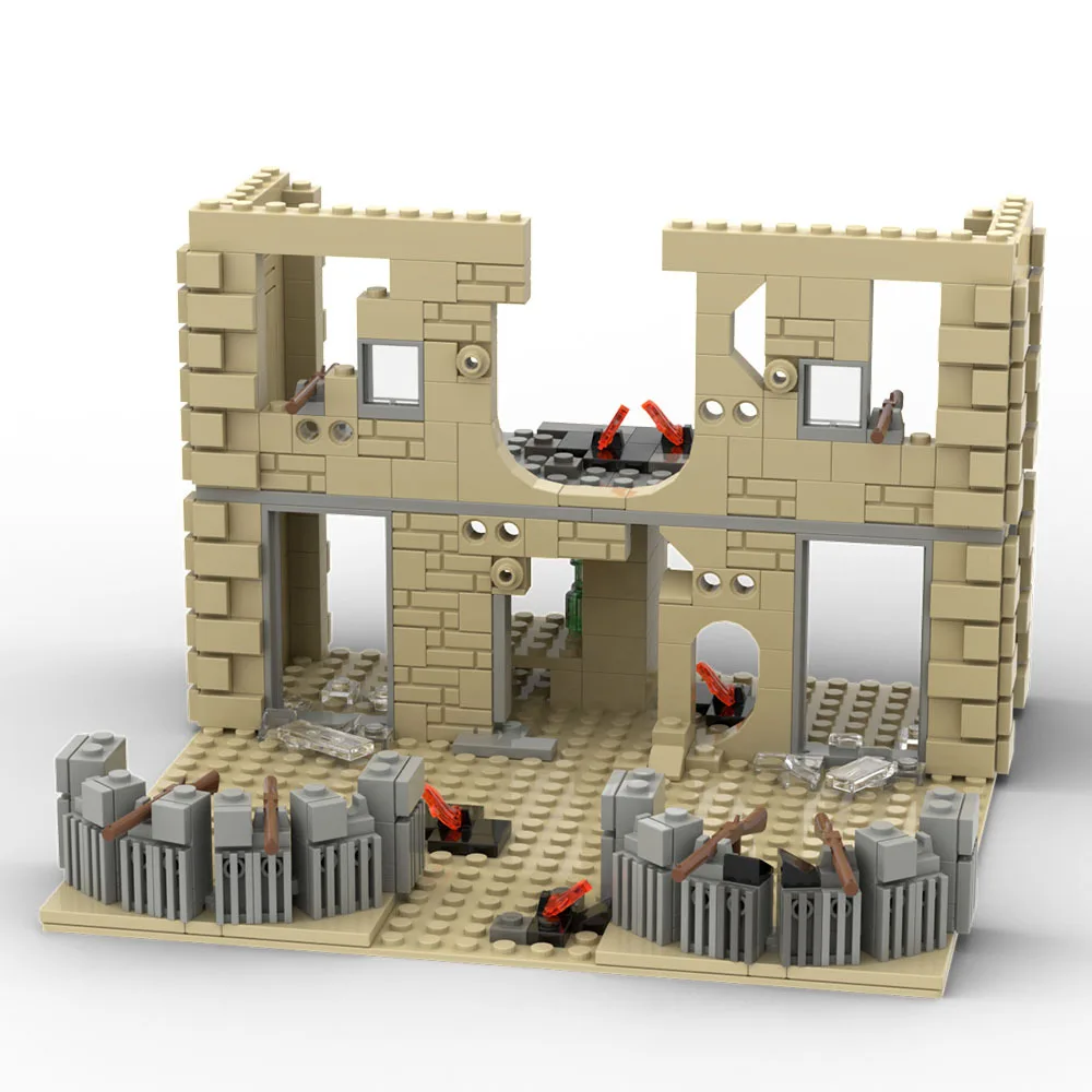 Militärische WW2 MOC Ruinen-Bunker Bausteine Armee-Waffen Festungssteine Kiefern-Zubehör Spielzeug Geschenk – Detail 1