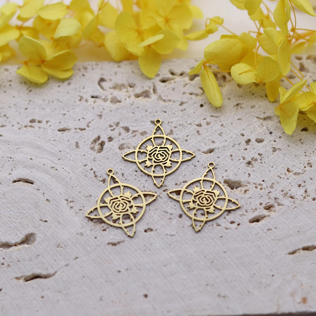 3 قطع الصليب الساحرة عقدة روز زهرة سحر الفولاذ المقاوم للصدأ قلادة DIY الحرفية قلادة أقراط التمائم مجوهرات صنع الملحقات #4