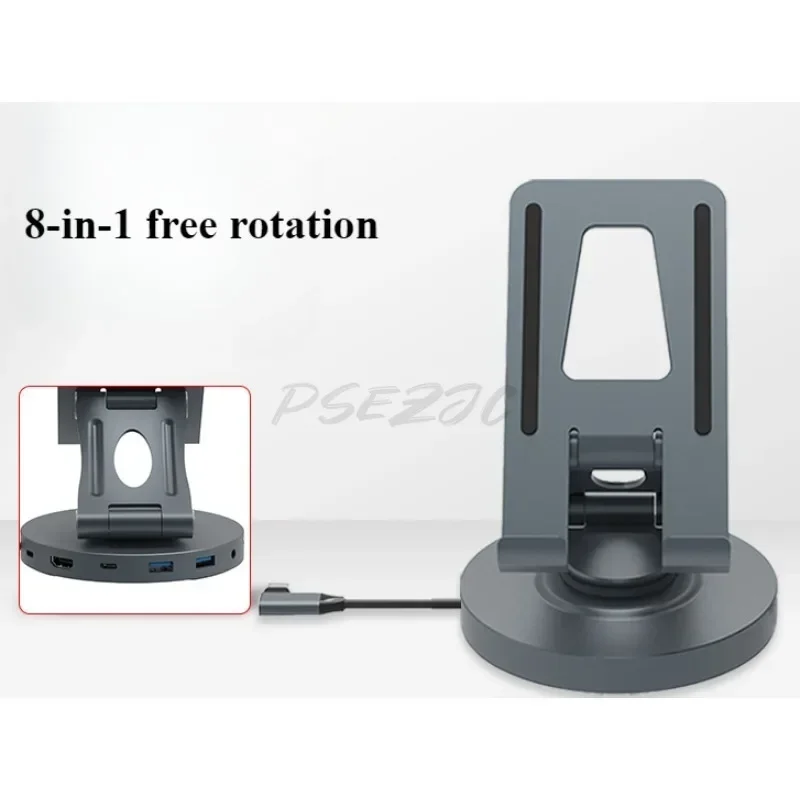 8-in-1 Portable Foldable Docking Station Stand Tablet Live Streaming TV Viewing Multi Interface Extension Stand