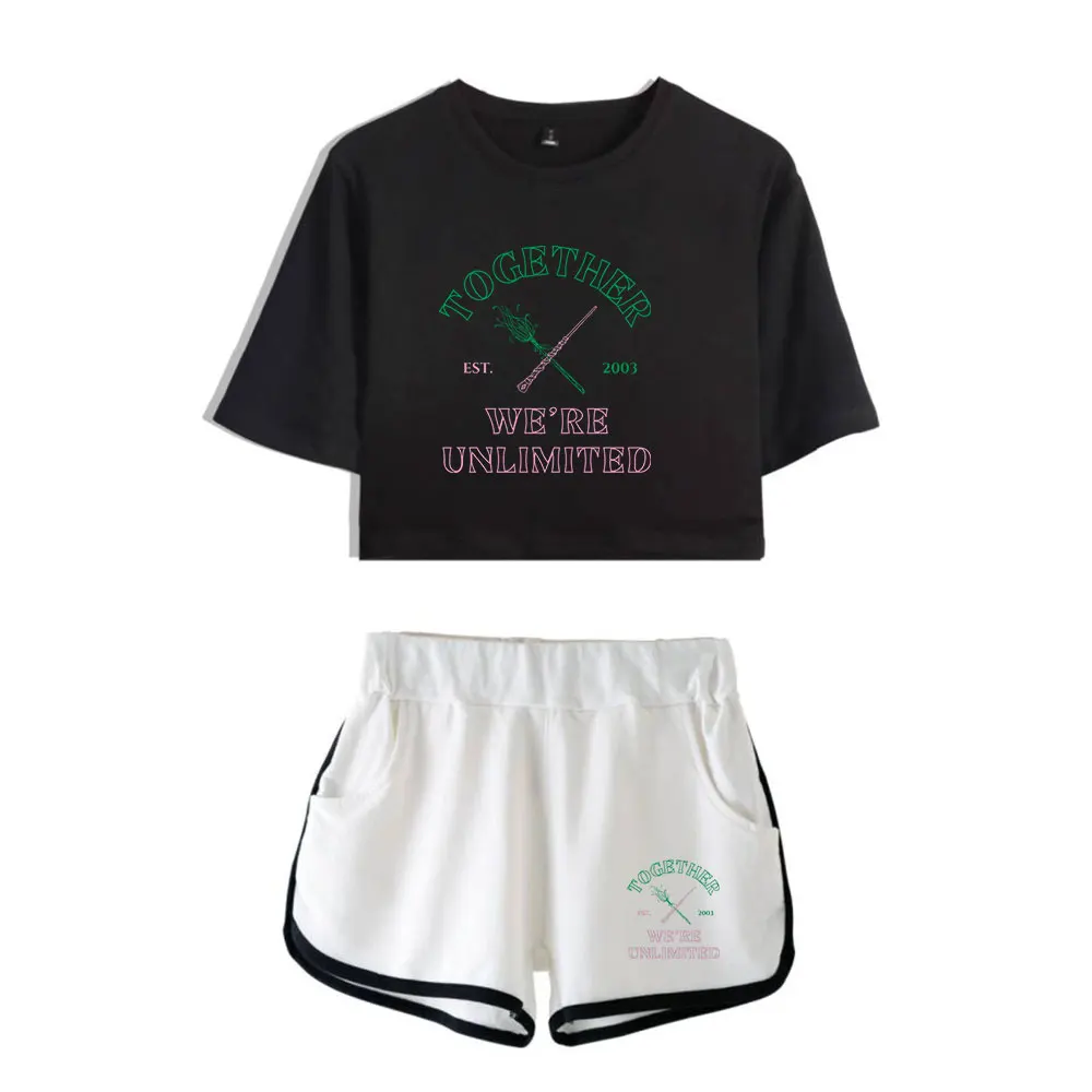 

Wicked Together We're Unlimited Vintage 90s Merch Tops Two Piece Set Streetwear Shorts+Lovely TShirt Harajuku Women Y2k Top