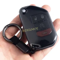 For Jeep Wrangler (JL) Gladiator(JT) 2020-2025 Black Transparent Car Key Fob Case Cover Keychain Ring Holder Protector