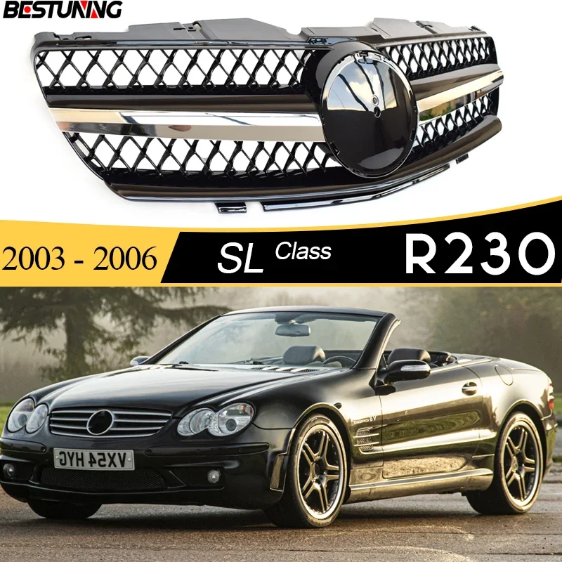 Pre-facelifted R230 Replacement Front Bumper Grill for Mercedes SL Class R230 2003 - 2006 SL 300 SL 350, Not for AMG Models