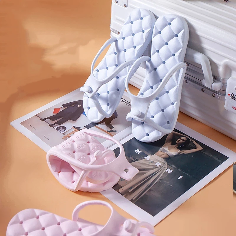 

Портативные складные дорожные тапочки унисекс, одноразовые пляжные шлепанцы, нескользящие тапочки для отеля, однотонные, сверхлегкие, комфортные, новые