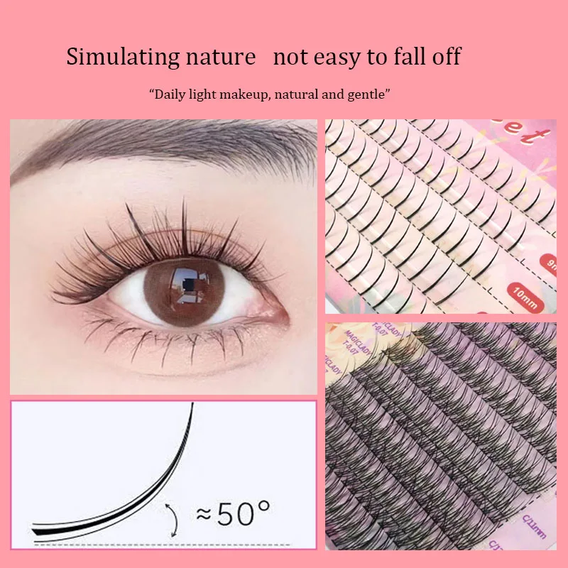 Anlinnet-cola de pez + cabello mezclado tipo A, cinco filas, pestañas postizas naturales, autoinjerto, un solo grupo