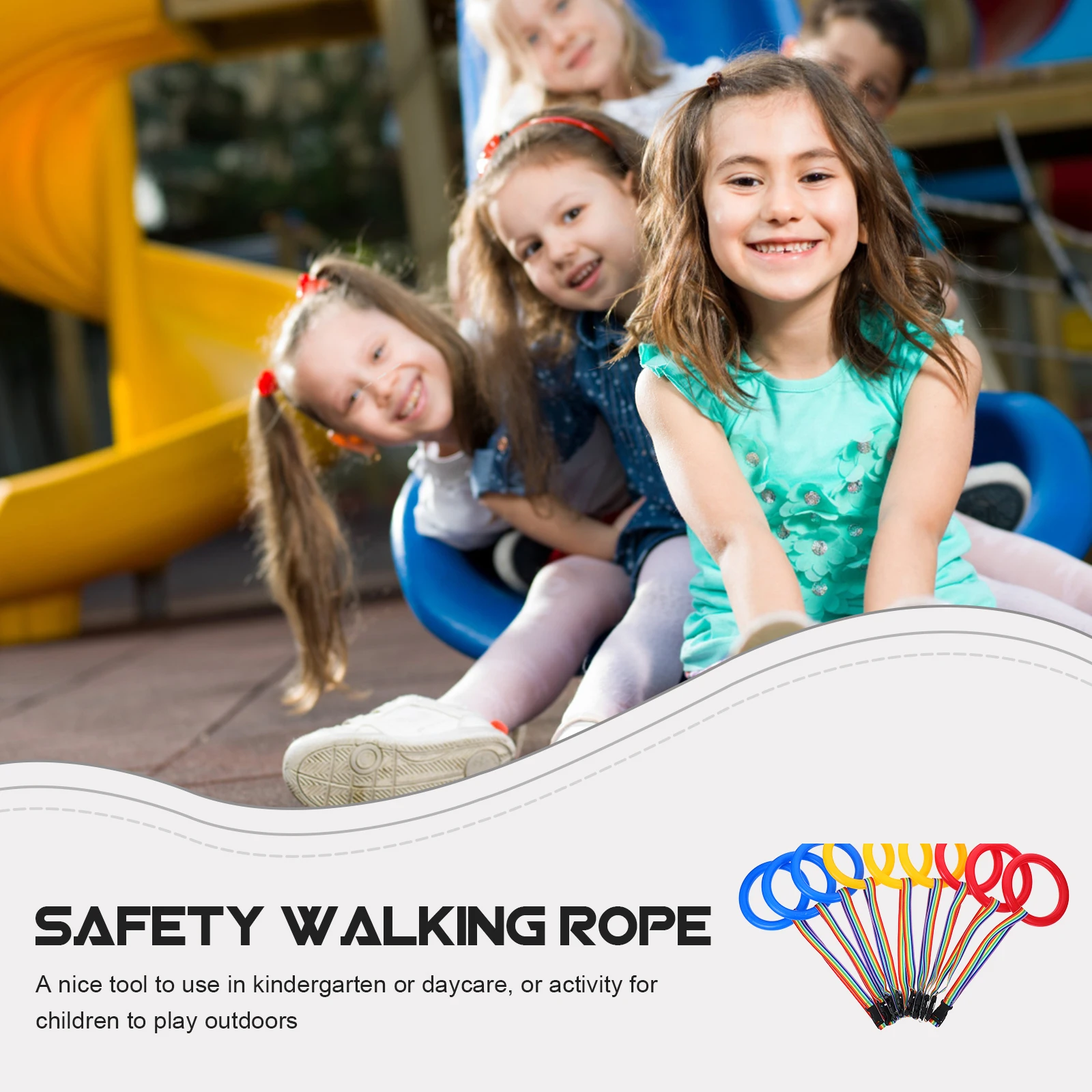 9Pcs Kids Leash Walking Rope Set Smooth Grip Anti-Lost Strap Bright Colors for Daycare and School Activities Walking Rope