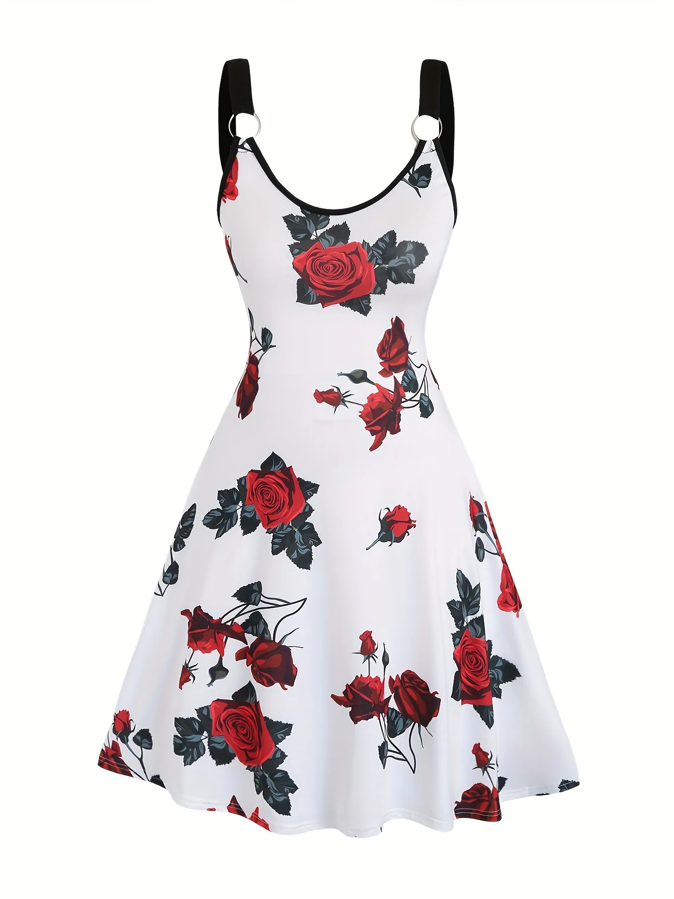 

New sexy rose print and elegant halter dress for women in the spring and summer of European and American fashion