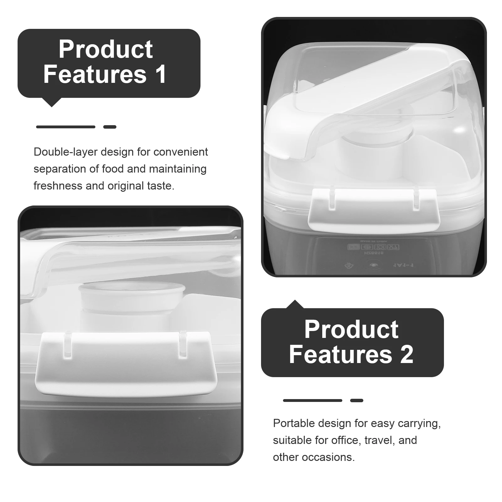 

Leakproof Lunch Box Double Layer Food Storage Container Portable For Office Travel Large Capacity Reusable