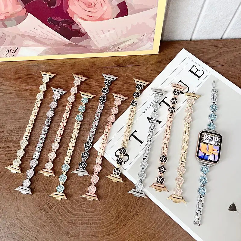 

Flower Jewelry Metal Watch Band for Xiaomi Mi Band 8 9Pro Smartwatch Bracelet Slim Women Dressy Wristband Strap for Mi Band 9 10