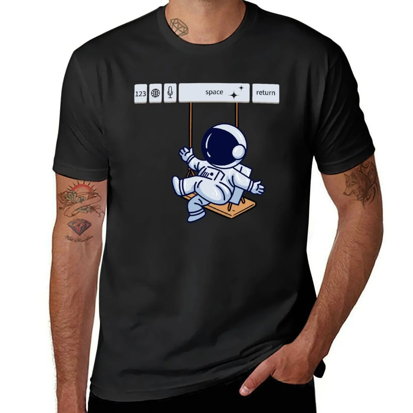 

Astronaut on space swing T-Shirt customs blanks topping T-shirts man t shirts for men pack