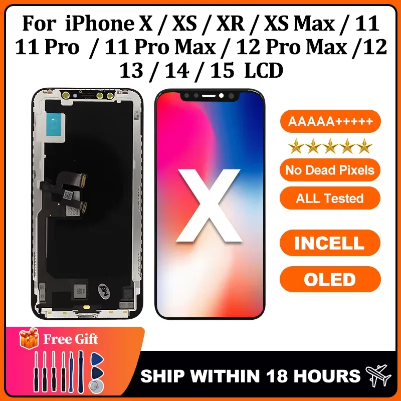 Incell OLED For iPhone X XS XR XS MAX 11 11 Pro 12 Pro LCD Display With 3D Touch Screen Digitizer For iPhone 12 12 Mini 13 14