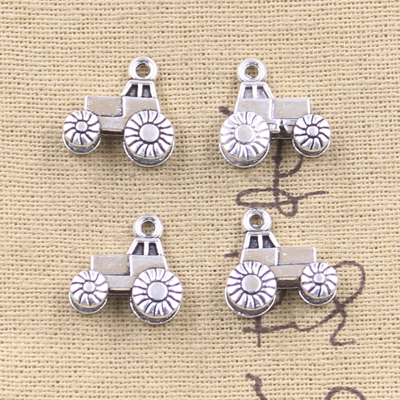20pcs Charms 3D tractor car 16x16x6mm Tibetan Silver Color Pendants Antique Jewelry Making DIY Handmade Craft