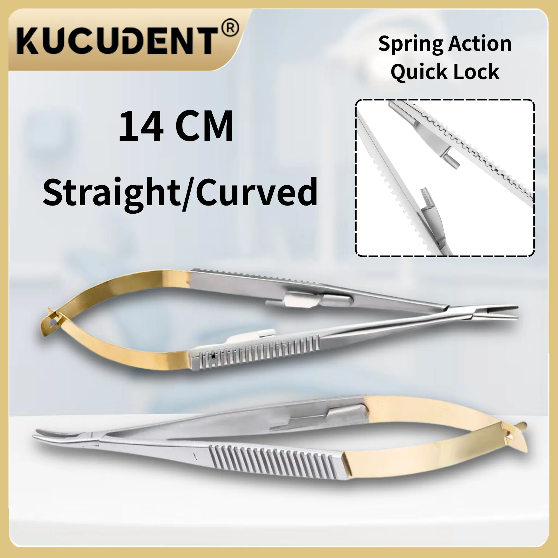 

1 шт. стоматологический игольчатый держатель Castroviejo-14 см, прямая/изогнутая головка для ортодонтических имплантатов, хирургии и швов