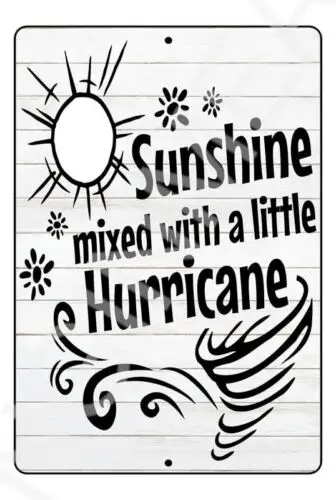Sunshine Mixed With A Little Hurricane Funny Sign Weatherproof Aluminum -Aluminum