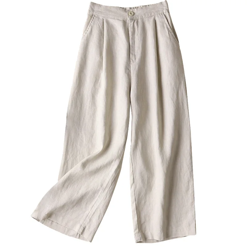 

Cotton & Linen Wide-Leg Women's Pants Thin Casual Loose Women's Professional Pants