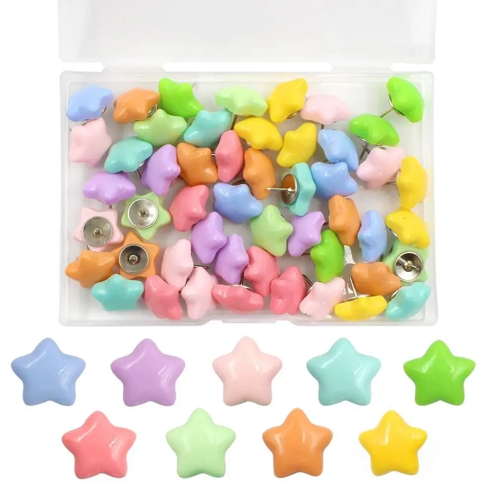 

20/50Pcs Durable DIY Pentagram Push Pins Macaron Creative Star Shape Pushpins Reusable 3D Blackboard Push Pins Corkboard