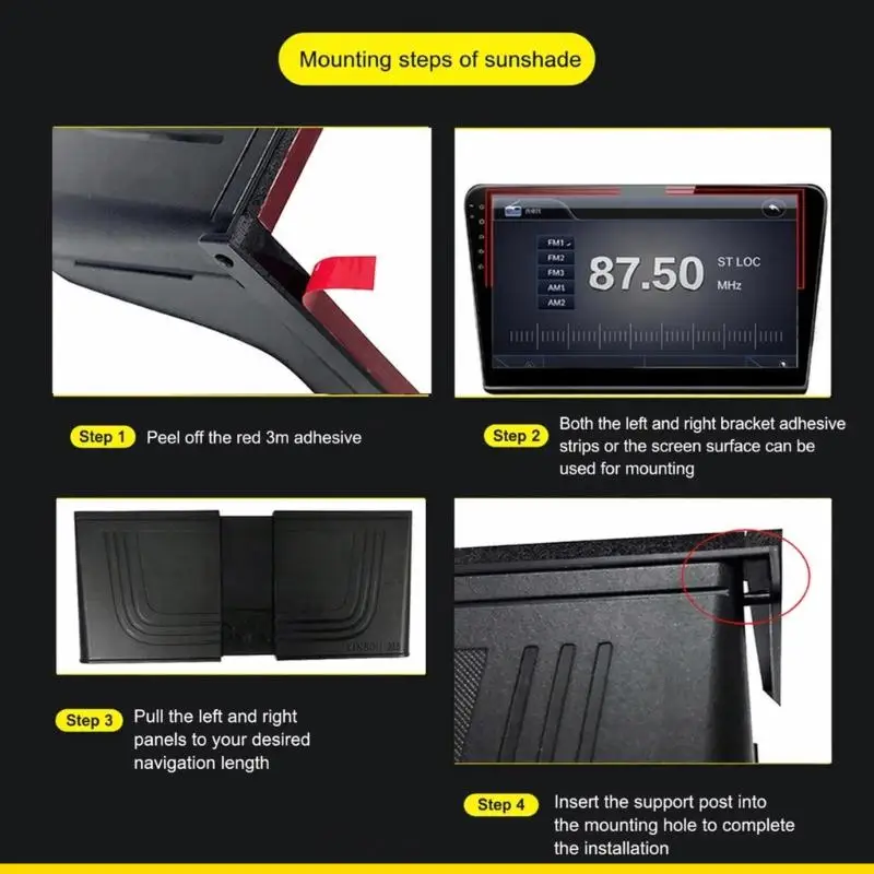 SZCH Extendable Black Cover Panel for Car Navigation Display Screen