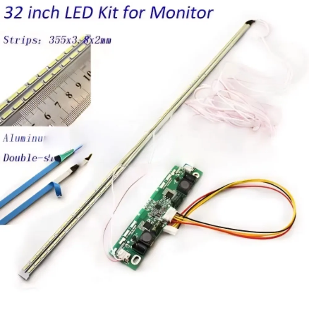 32 inch LED Aluminum Plate Strip Backlight Lamps Update Kit for LCD Monitor TV Panel 2 LED Strips 355mm Free Shipping