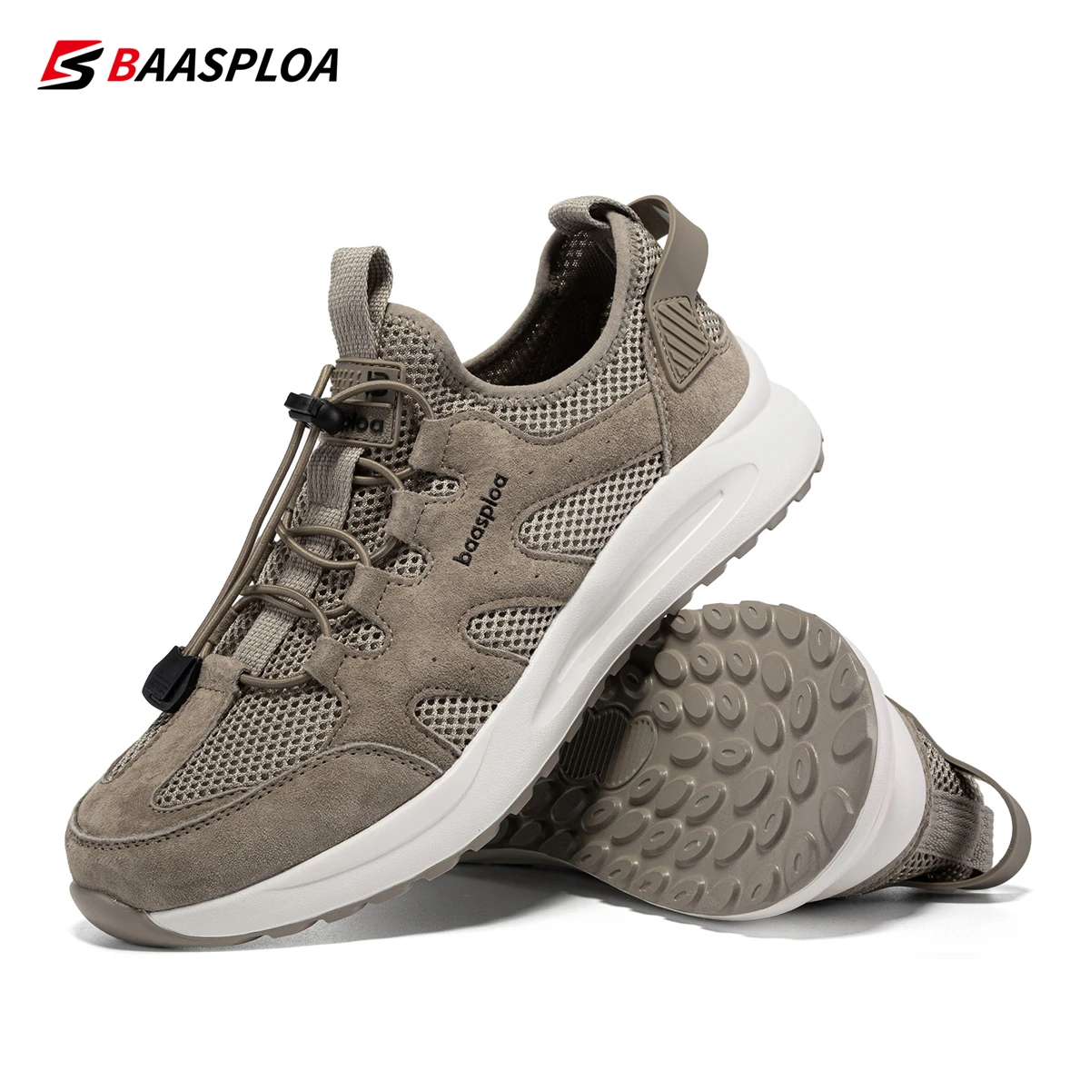 Baasploa Men Casual Sneakers 2024 New Mesh Breathable Outdoor Sport Shoes Male Fashion Lightweight Non-Slip Elastic Walking Shoe