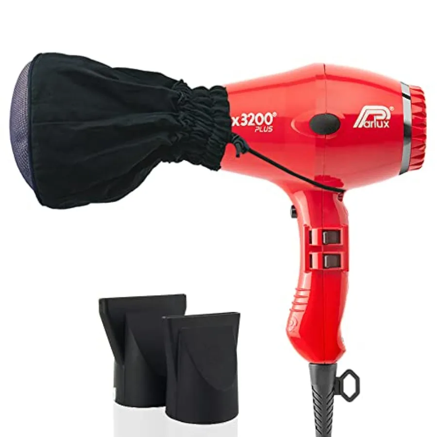 

3200 Plus Red Hair Dryer + Metal Mesh Diffuser Bundle Professional Ionic Blow Dryer for Fast Drying Frizz Control Voluminous S