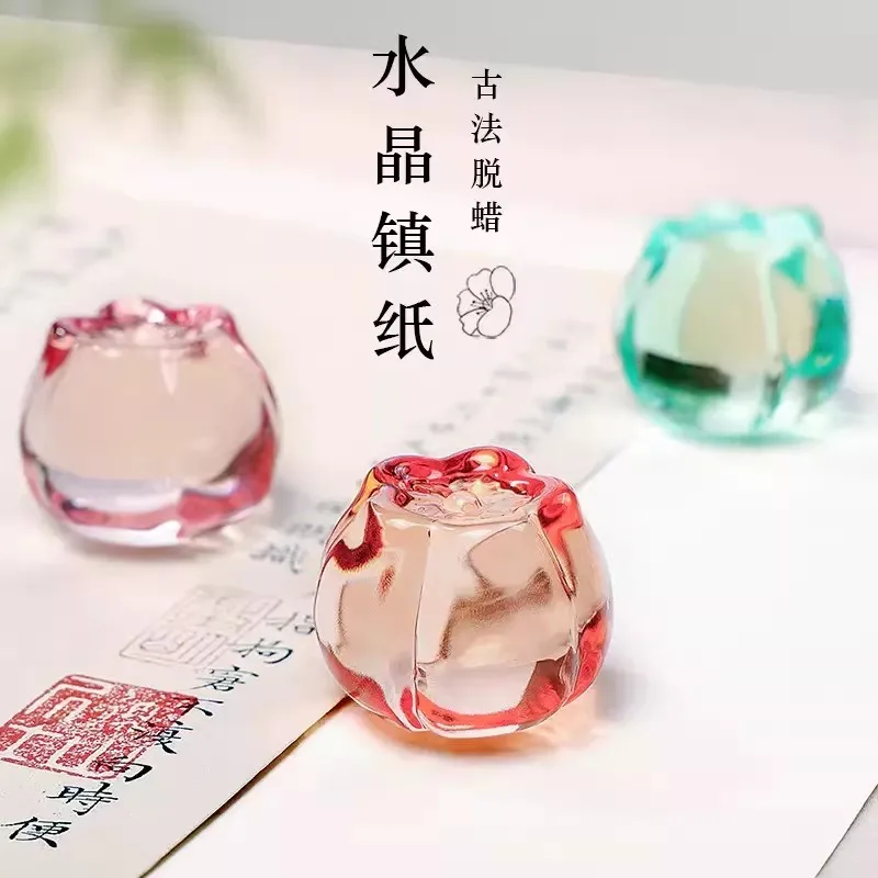 Crystal Glass Paperweight Pen Holder New Chinese Style Desk Ornament Scholar's Study Room Decor For Calligraphy Painting