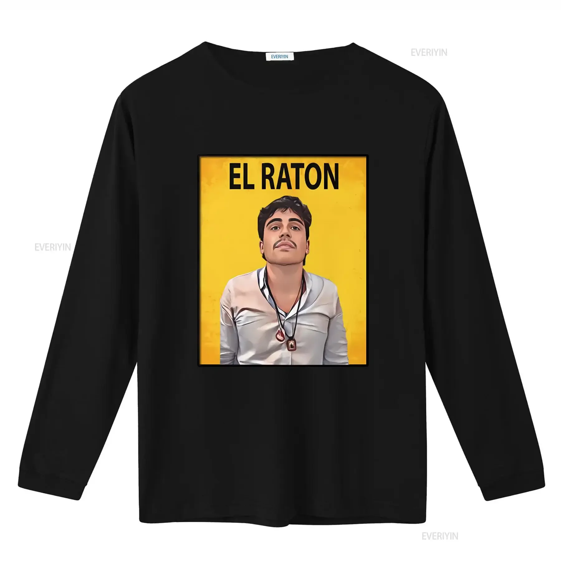El Raton Ovidio Guzman Lopez T shirt with Bold Print vintage Washed fashion Versatile Slightly homme Unisex graphic