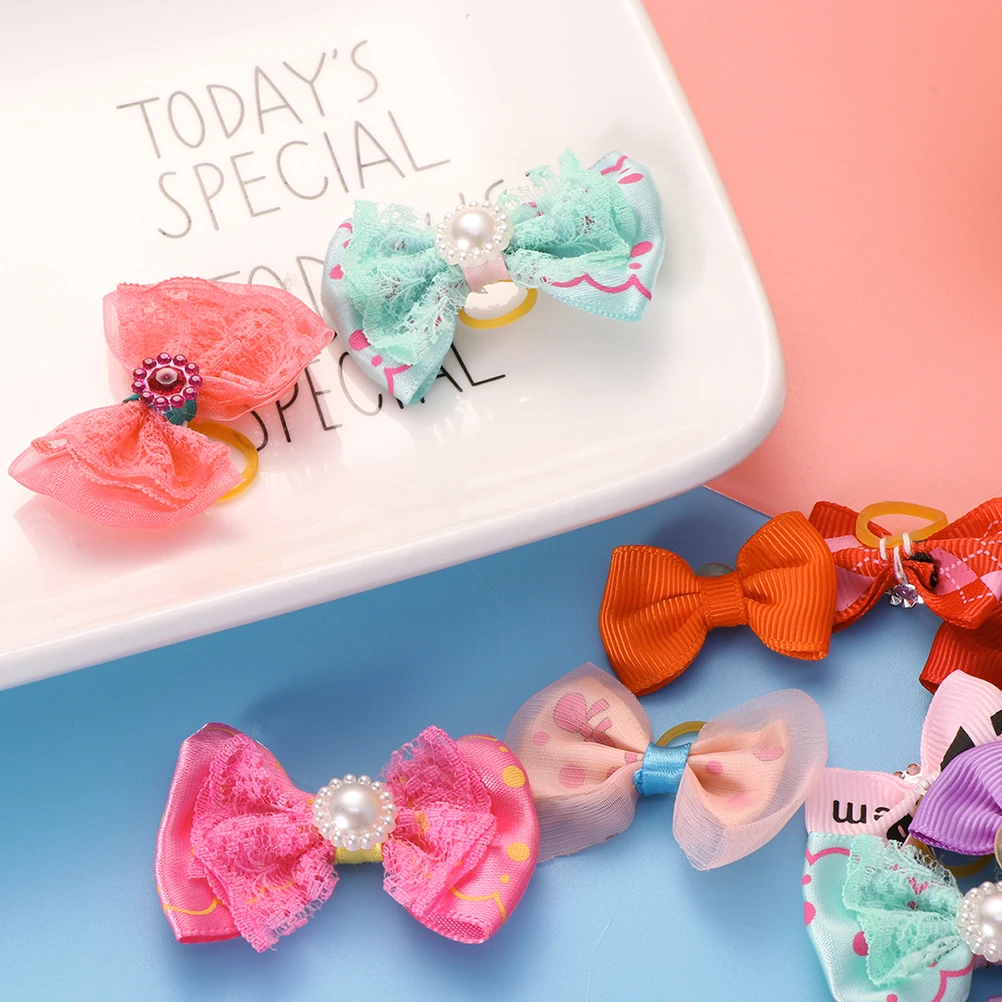 

30pcs Pet Hair Bands Dog Cat Rubber Ties Durable Soft Elastic Bowknot For Pets Dog Accessories Pet Supplies