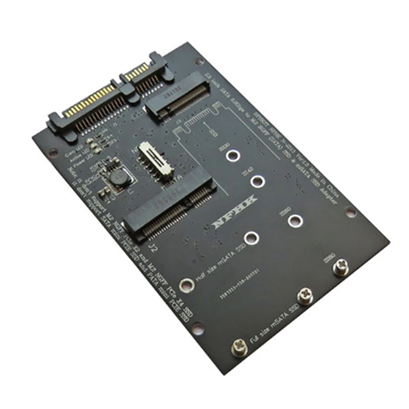 M.2 NGFF MSATA SSD إلى 2.5 بوصة SATA 6.0Gbps 2 في 1 محول بطاقة محول دعم الكمبيوتر المحمول مخطط القرص الصلب