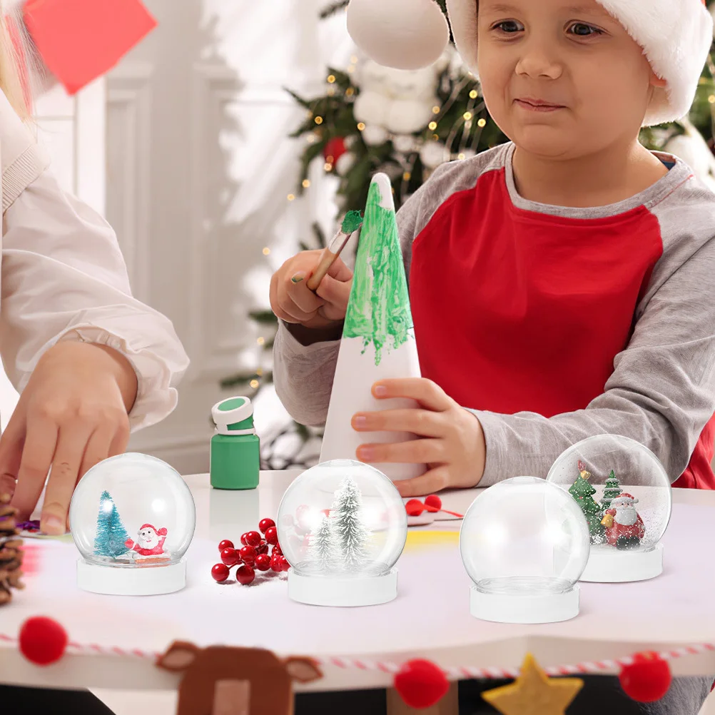 

12pcs Plastic Water Globe Diy Craft Props Empty Snow Globes For Christmas Crafts Making Clear Ball Shape Globe Decorative