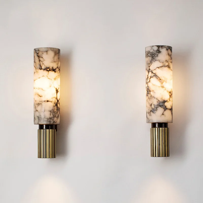 Natural Marble Wall Lamp Bedroom Bedside Living Room Decoration Light Fixtures Luxury Vintage Alabaster Lighting Home-appliance